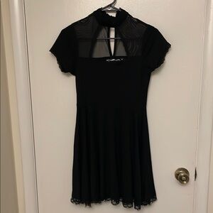 Killstar black lace and mesh halter neck dress S